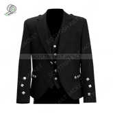 Scottish Argyll Jacket With Vest Prince Charlie Style Cuffs Kilt